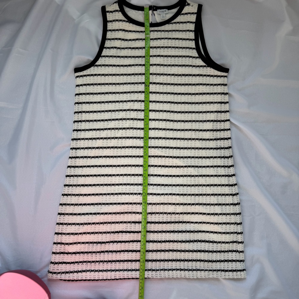 J Crew Textured Stripe Shift Dress Cream Black Knit Large - Picture 12 of 13